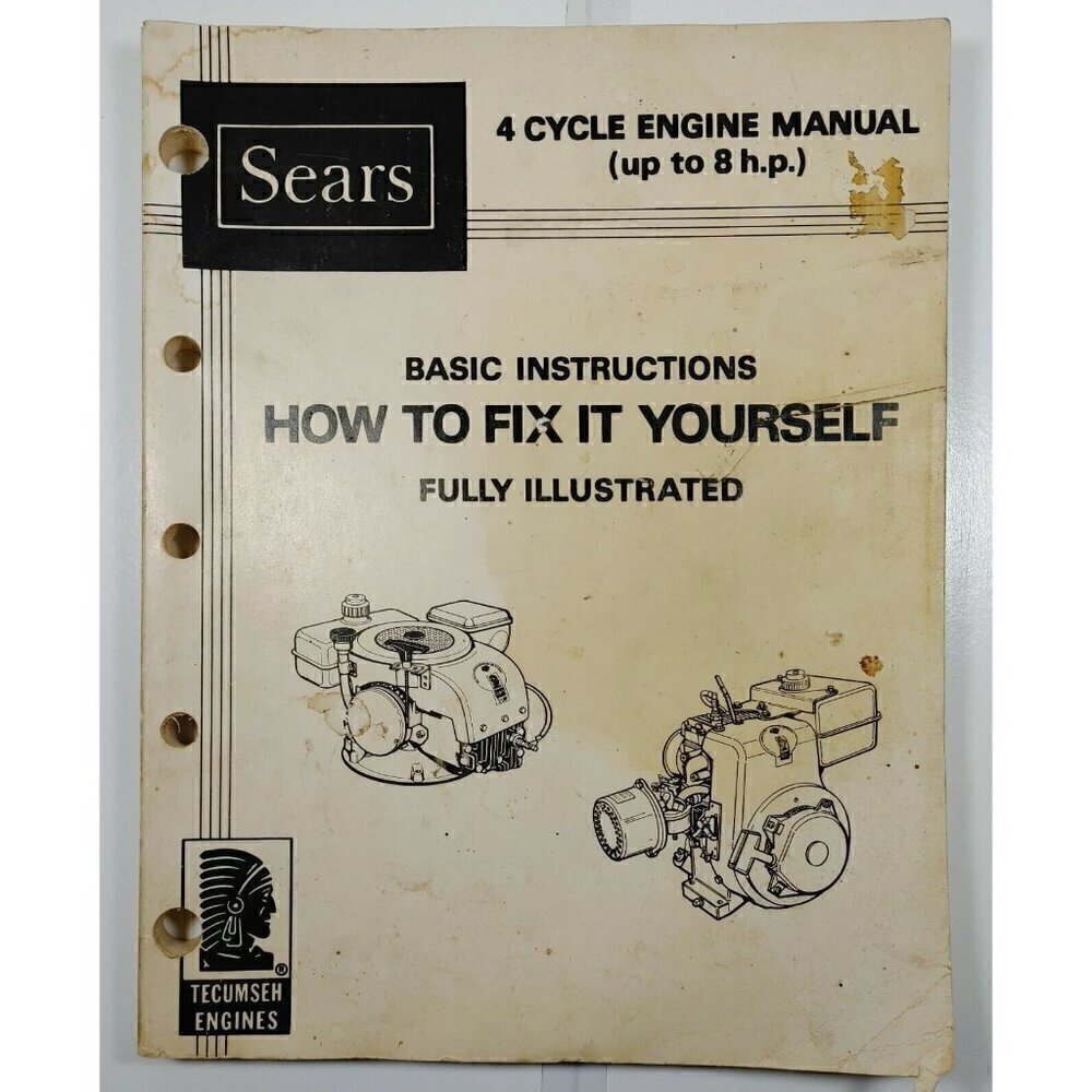 Sears 4 Stroke Cycle Engine Manual Up 8 H. P. Basic Instructions Paperback Books